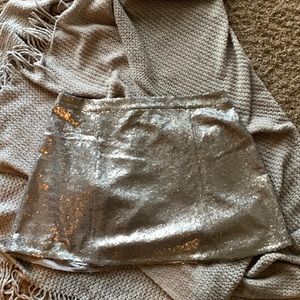 Silver Sequin Mini Skirt